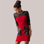 PU Leather Panel Bodycon Dress Slim Fit Professional Style Elegant Design Perfect for Office Wea