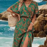 Floral Summer V Neck Dress Lightweight Casual Elegant Perfect for Beach or Party Wholesale Avail