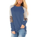 Loose Fit Color Block Long Sleeve T Shirt for Women Casual Round Neck Cotton Blend Spring Autumn Wear