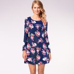 Long Sleeve Printed Dress Casual Style Autumn Winter Christmas Occasion Wholesale Available read