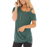 Twist Front Short Sleeve T Shirt for Women Casual Loose Fit Summer Wear Available in Multiple Sizes Wholesale