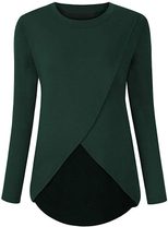 Maternity Nursing Top Casual Long Sleeve T Shirt with Side Pleats Comfortable for Breastfeeding