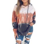 Hooded Long Sleeve Sweatshirt for Women Rainbow Gradient Print Cozy Fabric Casual Wear