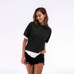Color Block Round Neck Short Sleeve Womens T Shirt Plus Size Casual Style Summer Wear Ready to S