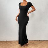 Elegant Square Neck Mermaid Maxi Dress Summer Collection Slim Fit European and American Style Wh