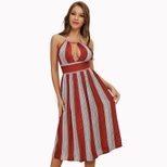 Striped Backless Halter Dress Sexy Design Comfortable Fabric Versatile Style Perfect for Summer
