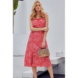 Womens Floral Print Maxi Dress Sleeveless Off Shoulder High Waisted Split Hem Elegant Evening We