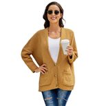 Womens Casual Knit Cardigan Solid Color V Neck Button Closure Loose Fit Autumn Winter Fashion Wholesale Availabl