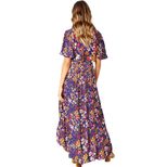 Womens Floral Maxi Dress Short Sleeve V Neck High Waist Elegant Casual Wear customizable