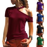 Womens Casual Summer Short Sleeve Off Shoulder T Shirt Comfortable Fabric Available in Multiple Sizes
