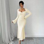 Elegant Ankle Length Dress Chic Cold Shoulder Design High End Fabric Perfect for Fall Winter Who