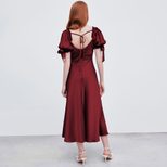 Red Satin Mermaid Dress Waist Defining Elegant Design Perfect for Parties and Gatherings Wholesa