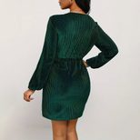 Velvet Bodycon Dress V Neck High Waist Long Sleeve Autumn Winter Style Perfect for Parties and E