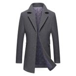 Mens Business Overcoat Thick Wool Blend Single Breasted Mid Length Suit Collar Formal Wear Winte