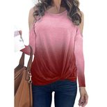 Rainbow Gradient Print Long Sleeve T Shirt for Women Casual Fit Comfortable Fabric Fall Winter Collection