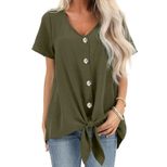 Womens Sleeveless V Neck Cardigan Solid Color Button Closure Knot Detail Casual Wear for Summer