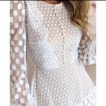 Polka Dot Lace Long Sleeve Dress for Women Elegant Fit and Flare Perfect for Spring and Summer Events