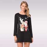 Womens Long Sleeve Cartoon Print Midi Dress Comfortable Fit Casual Autumn Winter Wear