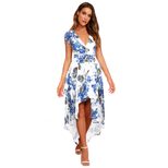 Floral Print Maxi Dress for Women Short Sleeve V Neck Summer Casual Wear Available in Multiple Sizes Wholesale