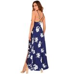 Womens Floral Print Maxi Dress V Neck Sleeveless Beachwear Summer Casual Style