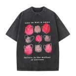 Y2K Vintage Washed Cotton T Shirt for Men and Women Loose Fit Short Sleeve Graphic Tee Casual Streetwear Wholesale