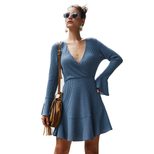V Neck Knit Dress for Women Sexy Fit Long Sleeve Autumn Winter Fashion ready to ship