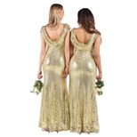 Elegant Sequin Evening Dress for Women Sleeveless V Neck Solid Color Perfect for Parties and Special Occasions Wholesale