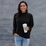Womens Oversized Turtleneck Sweater Batwing Long Sleeves Warm Knit Fabric Versatile Style Perfect for Winter Wea