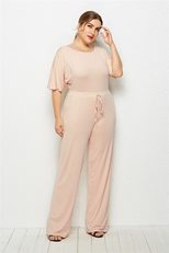 Plus Size Womens Casual Jumpsuit Loose Fit Wide Leg Solid Color Comfortable Fabric