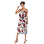 Summer Womens Dress Slim Fit Backless Waist Cinching Fresh Floral Print Chiffon Fabric Perfect f