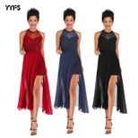 Chiffon Dress Sheer Panel Elegant Fit High Slit Flowy Hem Spring Summer Fashion Wholesale Availa