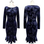 Womens Mermaid Hem Dress Round Neck Long Sleeve Elegant Design Autumn Collection