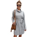 Womens Long Sleeve Sweater Dress Original Design Solid Color Autumn Winter Style Wholesale Avail