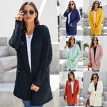 Womens Mid Length Cardigan Wool Blend Long Sleeve Knitted Winter Style Wholesale Available