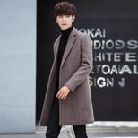 Mens Wool Blend Overcoat Slim Fit Mid Length Jacket Casual Style for Autumn Winter