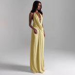 Backless Deep V Neck Maxi Dress Halter Neck High Slit Elegant Style Perfect for Evening Events W