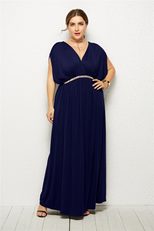 Plus Size Womens Batwing Sleeve Deep V High Waist Maxi Dress for Evening Parties Elegant Fashion Wholesale