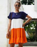 Color Block A Line Dress Original Design Autumn Winter Style Trendy and Chic Wholesale Available