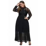 Plus Size Lace Hollow Out High Neck Long Sleeve Dress for Autumn Spring Wholesale fast shipping ready to ship
