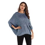 Womens Batwing Sleeve T Shirt Short Sleeve Round Neck Loose Fit Solid Color Autumn Casual Wear W