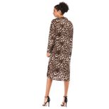 Womens Autumn Dress Long Sleeve Button Down Sexy Leopard Print Slim Fit Split Hem Casual or Part