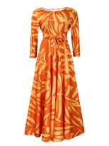 Plus Size African Print Midi Dress Stylish Tie Design Fashionable Comfortable Fabric Spring Summ