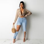 Fashionable Womens Denim Pants Creative Tie Design High Waist Casual Style Perfect for Autumn and Winter Wholesa