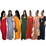 Casual Short Sleeve Pocket Dress for Women Solid Color Relaxed Fit Summer Wear