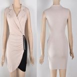 Sleeveless Bodycon Dress with Asymmetrical Hem and Collar Stylish and Sexy Perfect for Parties or Night Out Wholesale
