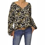 Vintage Floral Print Womens Loose Fit V Neck Long Sleeve Top Autumn Style Casual Wear Wholesale