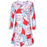 Christmas Cartoon Print Dress for Women Long Sleeve Round Neck Seasonal Holiday Wear