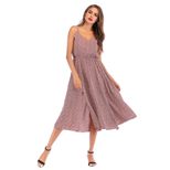 Summer Casual Backless Dress Printed Pattern Spaghetti Straps Lightweight Fabric Perfect for Bea