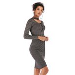 Knitted Bodycon Dress Long Sleeve Mid Length Slim Fit Comfortable Fabric Spring Fashion for Wome