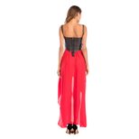 Chiffon Spliced Maxi Dress Sleeveless Waist Exposing Elegant Design Spring Summer Fashion for Wo
